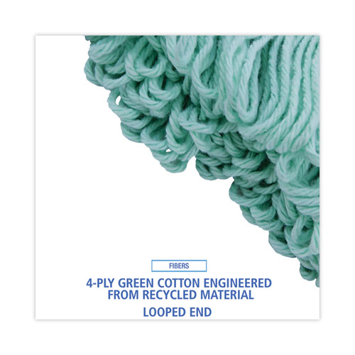 Image of EcoMop Looped-End Mop Head, Recycled Fibers, Medium Size, Green
