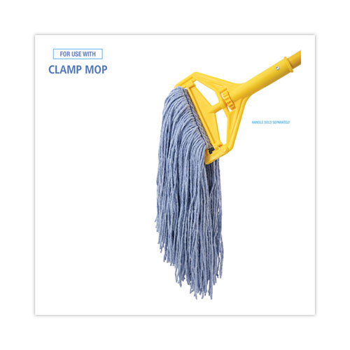 Image of Mop Head, Standard Head, Cotton/Synthetic Fiber, Cut-End, #24, Blue, 12/Carton