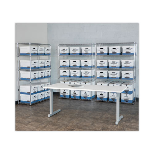 Image of Bankers Box® Stor/File Medium-Duty Letter/Legal Storage Boxes, Letter/Legal Files, 12.75" X 16.5" X 10.5", White/Blue, 12/Carton