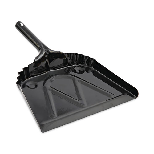 Image of Metal Dust Pan, 12 x 14, 2" Handle, 20-Gauge Steel, Black, 12/Carton