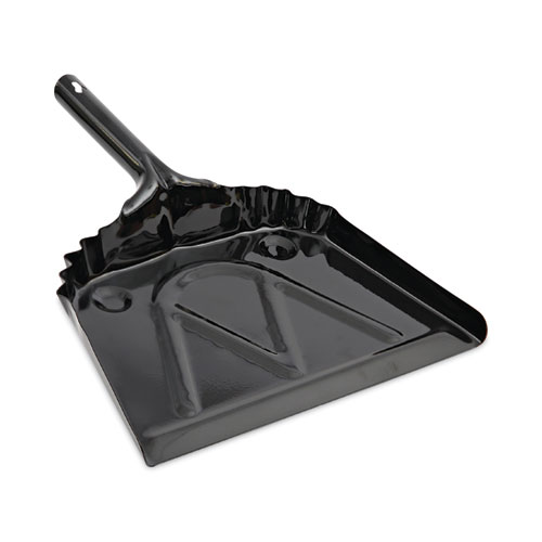 Image of Boardwalk® Metal Dust Pan, 12 X 14, 2" Handle, 20-Gauge Steel, Black, 12/Carton