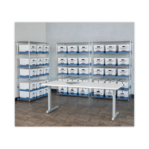 HANG'N'STOR Medium-Duty Storage Boxes, Letter/Legal Files, 13" x 16" x 10.5", White/Blue, 4/Carton