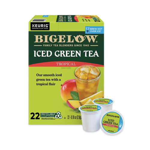 Tropical Iced Green Tea, K-Cup, 0.10 oz, 22/Box