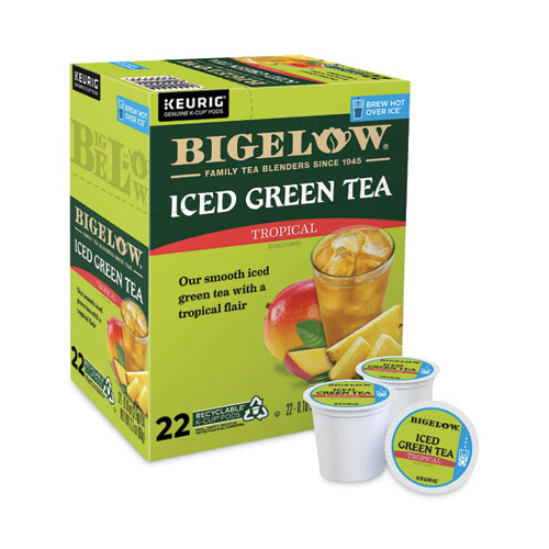 Image of Bigelow® Tropical Iced Green Tea, K-Cup, 0.10 Oz, 22/Box