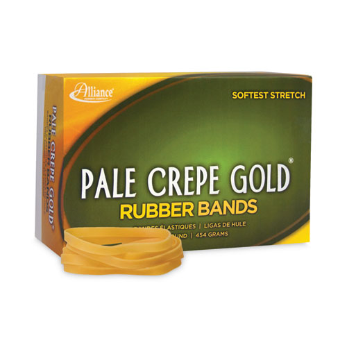 Image of Alliance® Pale Crepe Gold Rubber Bands, Size 64, 0.04" Gauge, Golden Crepe, 1 Lb Box, 490/Box