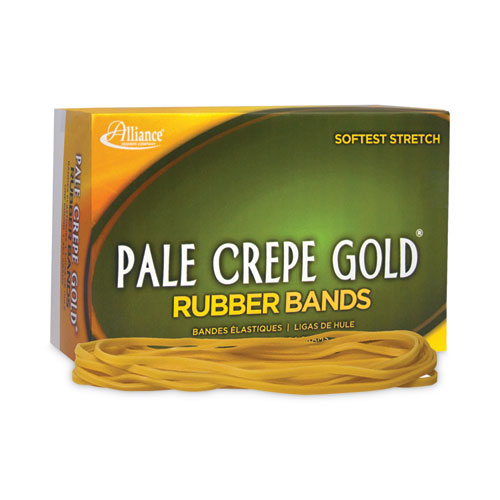 Image of Alliance® Pale Crepe Gold Rubber Bands, Size 117B, 0.06" Gauge, Golden Crepe, 1 Lb Box, 300/Box
