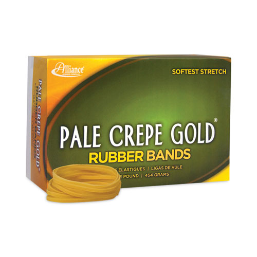 Image of Alliance® Pale Crepe Gold Rubber Bands, Size 32, 0.04" Gauge, Golden Crepe, 1 Lb Box, 1,100/Box