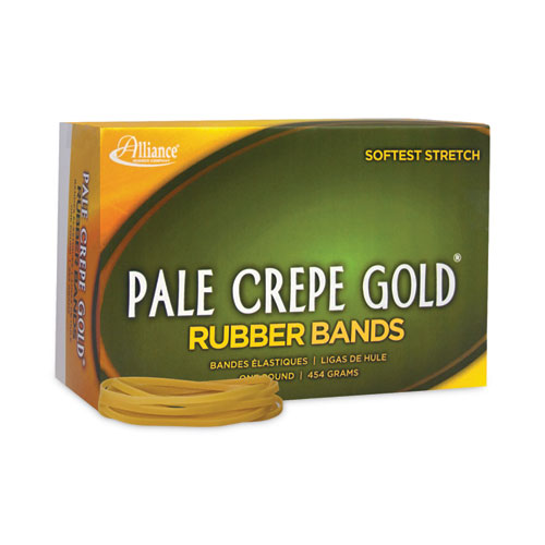 Image of Alliance® Pale Crepe Gold Rubber Bands, Size 33, 0.04" Gauge, Golden Crepe, 1 Lb Box, 970/Box