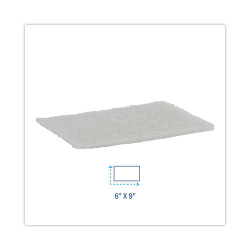 Light Duty Scour Pad, White, 6 x 9, White, 20/Carton