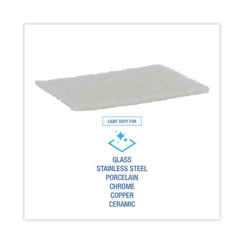 Image of Boardwalk® Light Duty Scour Pad, White, 6 X 9, White, 20/Carton