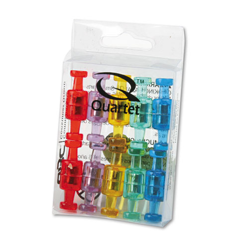 Image of Quartet® Magnetic "Push Pins", 0.75" Diameter, Assorted Colors, 20/Pack