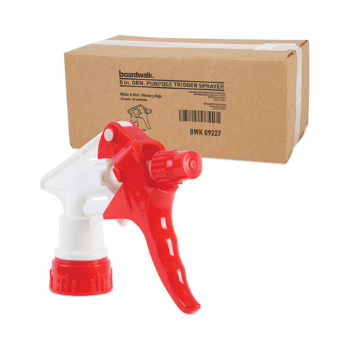 Trigger Sprayer 250, 8" Tube, Fits 16-24 oz Bottles, Red/White, 24/Carton