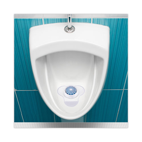 Urinal Screen with Non-Para Cleaner Block, Green Apple Scent, 3.25 oz, Blue/White, 12/Box