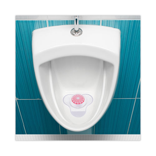 Urinal Screen with Para Deodorizer Block, Cherry Scent, 3 oz, Red/White, 12/Box