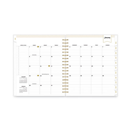 Image of Blue Sky® Day Designer Daily/Monthly Frosted Planner, Rugby Stripe Artwork, 10 X 8, Black/White Cover, 12-Month (July-June): 2023-2024