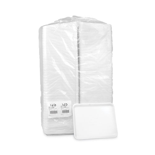 Supermarket Tray, #12S, 11 x 9 x 0.65, White, Foam, 250/Carton