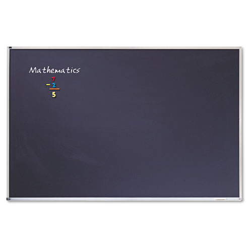 Porcelain Magnetic Chalkboard, 72 x 48, Black Surface, Silver Aluminum Frame