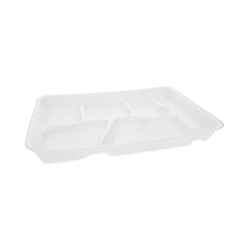 Image of Foam School Trays, 6-Compartment, 8.5 x 11.5 x 1.25, White, 500/Carton