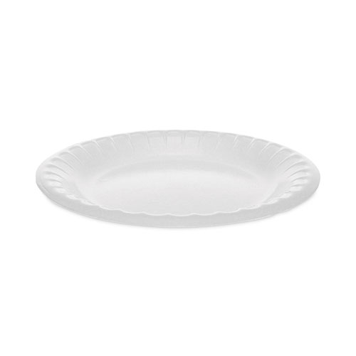 Pactiv Evergreen Placesetter Deluxe Laminated Foam Dinnerware, 3-Compartment Plate, 10.25" dia, White, 540/Carton