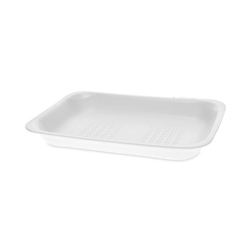 Image of Pactiv Evergreen Meat Tray, #2, 8.38 X 5.88 X 1.21, White, Foam, 500/Carton