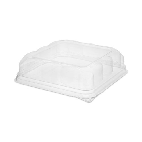 Image of Pactiv Evergreen Recycled Container Lid, Dome Lid For 6 X 6 Brownie Container, 7.5 X 7.5 X 2.02, Clear, Plastic, 195/Carton
