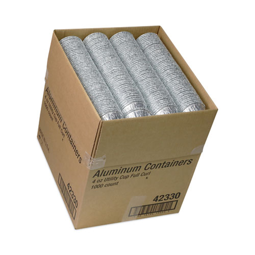 Aluminum Take-Out Container, 4 oz, 2.94" Diameter x 1.66" h, Silver, 1,000/Carton