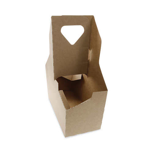 Image of Pactiv Evergreen Paperboard Cup Carrier, Up To 44 Oz, Two To Four Cups, Natural, 250/Carton
