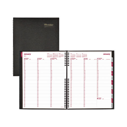 CoilPro Weekly Appointment Book in Columnar Format, 11 x 8.5, Black Cover, 12-Month (Jan to Dec): 2023
