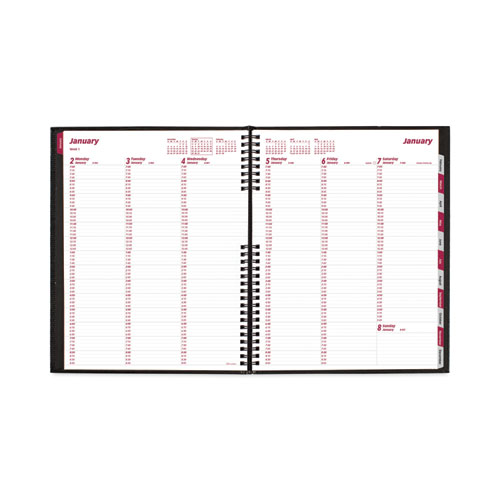 Image of Brownline® Coilpro Weekly Appointment Book In Columnar Format, 11 X 8.5, Black Lizard-Look Cover, 12-Month (Jan To Dec): 2024