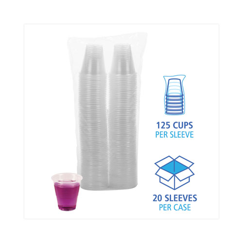 Translucent Plastic Cold Cups, 3 oz, Polypropylene, 125 Cups/Sleeve, 20 Sleeves/Carton