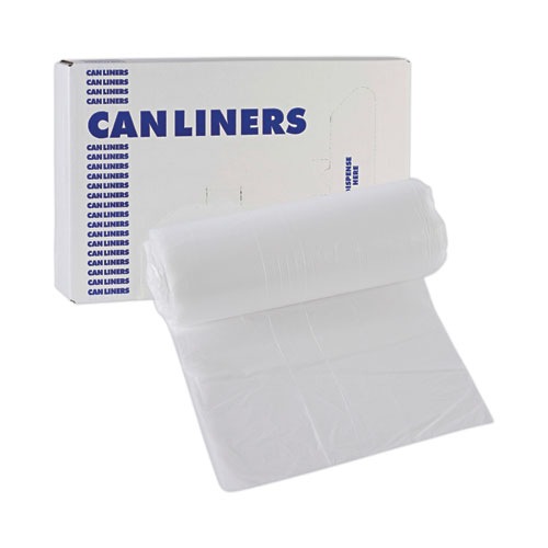 High-Density Can Liners, 16 gal, 6 mic, 24" x 33", Natural, 50 Bags/Roll, 20 Rolls/Carton