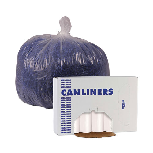 High-Density Can Liners, 56 gal, 19 mic, 43" x 47", Natural, 25 Bags/Roll, 6 Rolls/Carton