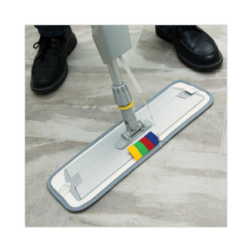 Image of Boardwalk® Bucketless Microfiber Mop System, 5 X 18 Blue Microfiber Head, 59" Gray Aluminum/Polypropylene Handle