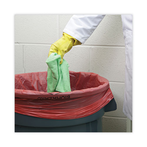 Image of Boardwalk® Linear Low Density Health Care Trash Can Liners, 33 Gal, 1.3 Mil, 33 X 39, Red, 150/Carton