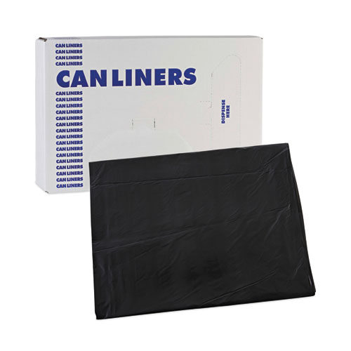 Linear Low Density Industrial Can Liners, 60 gal, 0.7 mil, 38 x 58, Black, 100/Carton