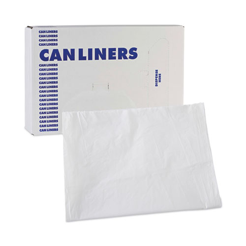 Linear Low Density Industrial Can Liners, 60 gal, 0.7 mil, 38 x 58, White, 100/Carton