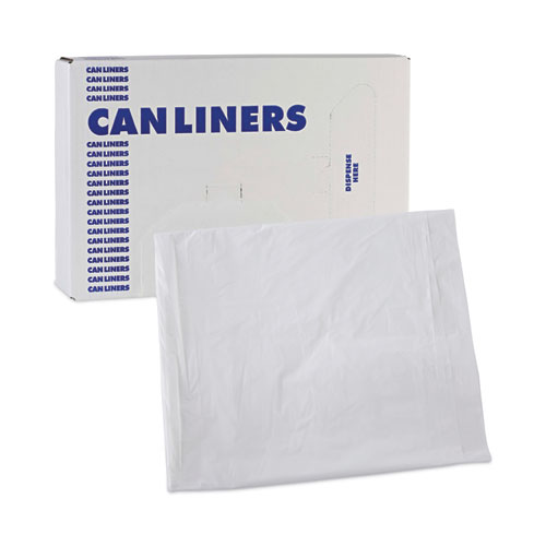 Linear Low Density Industrial Can Liners, 10 gal, 0.5 mil, 24 x 23, White, 500/Carton