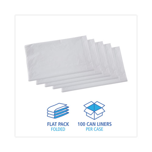 Linear Low Density Industrial Can Liners, 33 gal, 0.9 mil, 33 x 39, White, 100/Carton