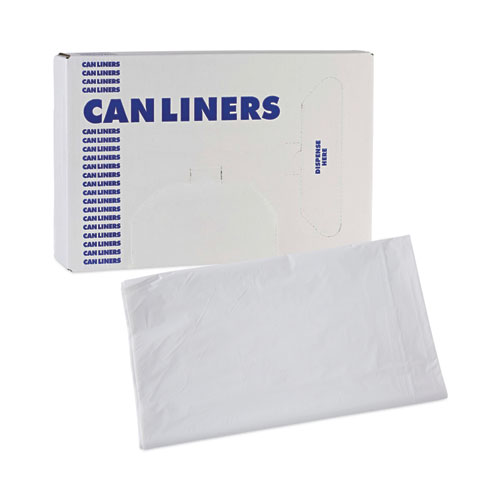Linear Low Density Industrial Can Liners, 33 gal, 0.9 mil, 33 x 39, White, 100/Carton