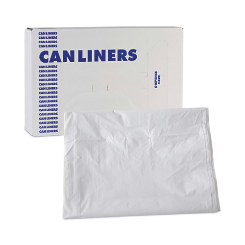 Image of Boardwalk® Linear Low Density Industrial Can Liners, 60 Gal, 0.9 Mil, 38 X 58, White, 100/Carton