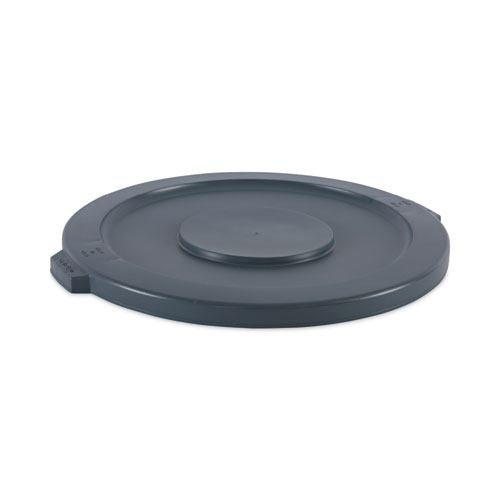 Image of Lids for 32 gal Waste Receptacle, Flat-Top, Round, Plastic, Gray