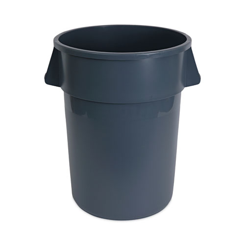 Image of Round Waste Receptacle, 44 gal, Plastic, Gray
