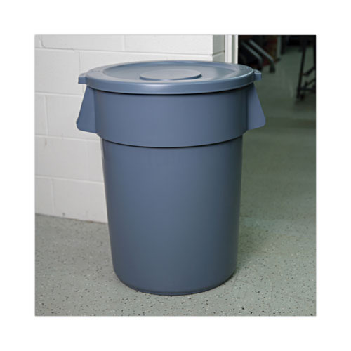 Image of Boardwalk® Lids For 44 Gal Waste Receptacles, Flat-Top, Round, Plastic Gray
