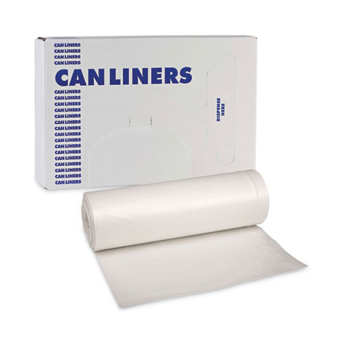 Image of Boardwalk® Linear Low Density Can Liners, 30 Gal, 0.62 Mil, 30" X 36", White, 10 Bags/Roll, 20 Rolls/Carton