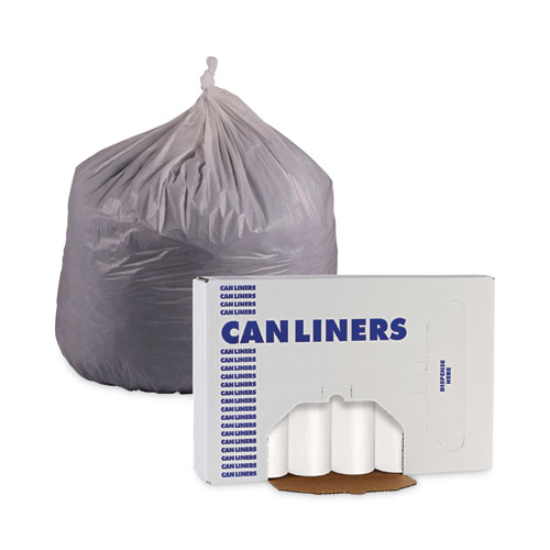 Linear Low Density Can Liners, 55 gal, 0.5 mil, 38" x 58", White, 10 Bags/Roll, 10 Rolls/Carton