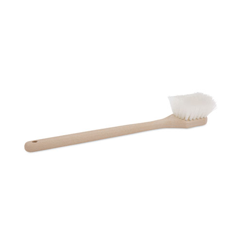 Image of Boardwalk® Utility Brush, Cream Nylon Bristles, 5.5" Brush, 14.5" Tan Plastic Handle