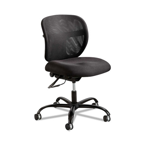 Safco® Vue Intensive-Use Mesh Task Chair, Supports Up To 500 Lb, 18.5" To 21" Seat Height, Black Vinyl Seat/Back, Black Base