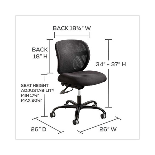 Image of Safco® Vue Intensive-Use Mesh Task Chair, Supports Up To 500 Lb, 18.5" To 21" Seat Height, Black Vinyl Seat/Back, Black Base