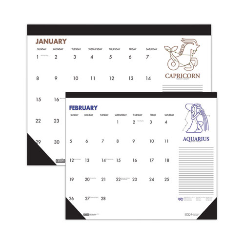 House of Doolittle™ Recycled Zodiac Desk Pad Calendar, Zodiac Artwork, 17 x 22, White Sheets, Black Binding/Corners, 12-Month (Jan-Dec) 2024