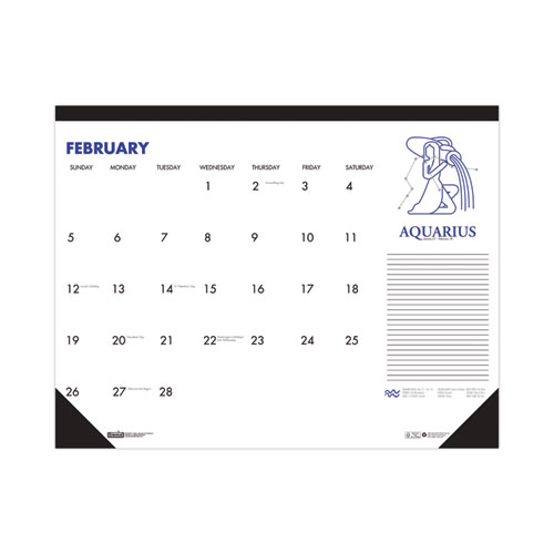 Recycled Zodiac Desk Pad Calendar, Zodiac Artwork, 17 x 22, White Sheets, Black Binding/Corners, 12-Month (Jan-Dec) 2024